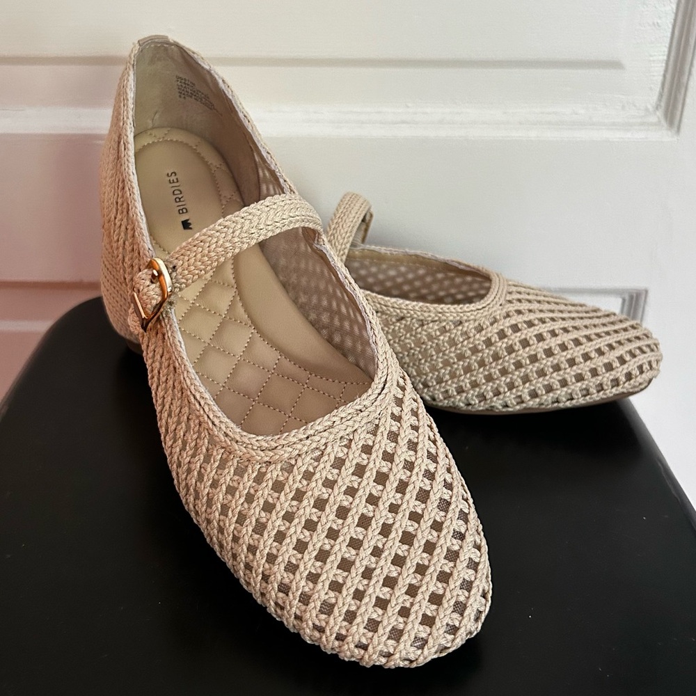 Birdies The Hummingbird Mary Jane Linen Braided Flats New in Box W 8.5